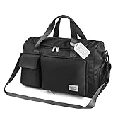 Flintronic 35L Faltbare Reisetasche Gepäcktasche Große Weekender Übernachtungstasche Urlaubstasche Wasserdicht Sporttasche für Herren Damen (mit 1 Gepäckanhänger) - Schwarz