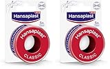 Hansaplast Fixierpflaster Classic (5 m x 2,5 cm), Tapeband zur einfachen und sicheren Fixierung von Wundverbänden, Heftpflaster Rolle mit starker Klebekraft. (Packung mit 2)