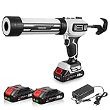ONEVAN Akku Kartuschenpresse Bürstenlosem, 300ml Silikonpistole, Stufenloser Speed Control & Rückwärtsgang, Inkl. 2x1.5Ah Akkus, LED Licht, Anti-Tropf-System für Dichtstoff, Montagearbeiten