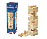 Noris Deluxe Tip Tower Wackelturm aus Holz – Geschicklichkeitsspiel für Kinder ab 5 Jahren – spannender Spielspaß für die ganze Familie – Stapelspiel 27,5 x 8 cm – Familienspiel Jungen Mädchen