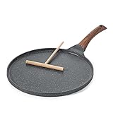 SENSARTE Crepe Pfanne 26cm Antihaftpfanne Omlettpfanne Pfannkuchen Flache Pfanne mit Schweizer Granit Antihaftversiegelung, Bakelitegriff, Induktions Kompatibel, PFOA Frei