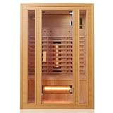 Tronitechnik® Infrarotkabine Infrarotsauna Manila 130cm x 100cm 1-2 Person aus Hemlock Holz mit 6X Vollspektrumstrahler, LED-Farblicht, Bluetooth, FM,MP3,USB