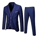 Kobilee Anzug Herren Regular Fit 3 Teilig, Stretch Modern Suits Sommer Slim Fit Anzüge Leicht Elegant Regular Fit Herrenanzug Knopf Business Hochzeitsanzug Komplett Set Suit Schwarz Smoking Anzughose