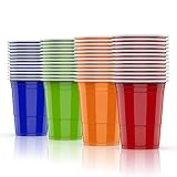 AOLUXLM Kunststoff, 52Pack Becher Set, Bunt Wiederverwendbare Plastikbecher 480ML / 16 OZ Partybecher für Party Camping, Geburtstag BBQ, Weihnachten