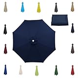 ZXLVCU Regenschirm-Ersatzdach, wasserdicht, Ersatz-Sonnenschirm, Stoffüberdachung, für Garten, Freischwinger-Sonnenschirm, Outdoor-Tischmarkt, marineblau, 2m/6.5ft-6 Ribs