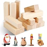 Omtofo Schnitzholz, 14 Stück Lindenholz zum Schnitzen, 10 x 2,5 x 2,5 cm Natürlich Schnitzholz Linde Holzblock DIY Schnitzen zum Drechseln und Holz schnitzen - Schnitzholz für Kinder