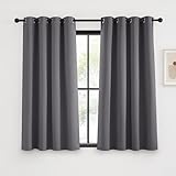 KGORGE Verdunklungsvorhänge Kurz Ösenvorhang 2er Set Fenster Vorhänge Grau Blickdicht 145 x 140 cm(HxB) Verdunkelnde Gardinen mit Ösen Thermovorhang Hitzeschutz Blackout Curtains for Bedroom