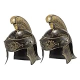 OKUMEYR 2st Kopf Bedeckung Hut Halloween-zenturio-helm Spartanische Krieger-kopfbedeckung Römische Helme Gladiatorenkostüm Tragbare Helmpanzerung Wikinger-helm-krieger Golden Plastik