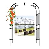 Torbogen Garten Rankhilfe Rankgitter Aus Metall, Rosenbogen Spalier Pergola Robuste, 150x240cm 200x240cm 300x240cm, Hochzeitsbogen Mega Für Kletterpflanzen, Abschlussfeier, Babyparty (Farbe : Schwarz