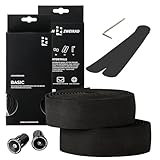 URBAN ZWEIRAD - Lenkerband Rennrad Schwarz - inkl. Endstopfen und Klebestreifen - Griffband Rennrad Schwarz extra griffig - 200 cm x 3 cm - 3 mm Stärke