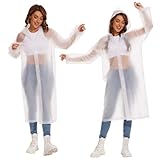 2 Stück Regenponcho Damen Herren，Wasserdicht Transparent Regenjacke Regencape mit Tunnelzug Kapuze Eva Travel Faltbar Regen Poncho Regenmantel für Wandern Radfahren Camping Festival und Reisen