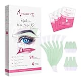 Beauty7 Augenbrauen Wachsstreifen vorgeschnitten augenbrauen wachs 24stk augenbrauen wax streifen mit 4stk Reiniger Öl Tücher Schmerzfrei enthaarungsstreifen augenbrauen schnell persian wax strips