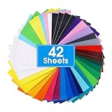 BUCOMTU 42 Stück Vinylfolie Plotter, 30.5x21cm Selbstklebend Plotterfolie Vinyl,Geeignet für Autozugblume, Werbegravur, Wanddekoration, Glasoberfläche, personalisierte DIY-Anpassung