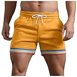 Generisch Fussball Hose Herren, Kurze Hosen Herren Mit Taschen Laufshorts Sport Shorts Tennishose Jogginghose Basketball Laufhose Sporthose Kurz Running Gym Sportbekleidung Wanderhose, Orange, 4XL