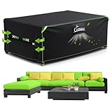 UIRWAY Abdeckung für Gartenmöbel, 242x182x100cm, Wasserdicht Loungemöbel 420D Oxford Gewebe Abdeckhauben für Möbelsets, Schutzhülle Gartenmöbel mit Belüftungsöffnungen und reflektierenden Streifen
