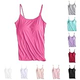 Camisole Tank Tops ohne Stahl Oberbekleidung Bottoming Unterwäsche Yoga Sport T-Shirt Damen Neue Camisole Tops für Frauen UK Plain Strappy Cami Top Sommer Ärmellos Spaghetti Damen Unterhemden, rot,