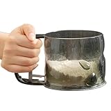 Mehlsieb zum Backen, transparenter Hand-Mehlstreuer mit Skala, 24 feinmaschige Mehlsieb, Zuckerstreuer, Tasse, Küche, Backzubehör für Kuchen, Kaffee