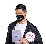 FFP2 Maske CE-Zertifizierte Wiederverwendbare Schwarz, [30-Fach Waschbare] Gesichtsmaske, 5-Schicht-Technologie, hohe Filtereffizienz BFE 98, Staub-und Partikelschutzmaske - 2 Stück