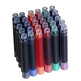 30 Tintenpatronen für Füllfederhalter, 6 Farben (Schwarz, Blau, Apfelgrün, Lila, Rot, Orange) Tinte für Füllfederhalter Internationale Größe Tintenset Ersatzpatronen