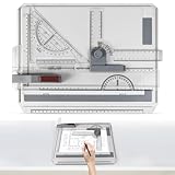 UVVRUR Zeichenplatte A4 Zeichenbretter Set Zeichenbrett A4 tellbar mit Schiebelineal Zeichendreieck Parallelem Bewegung und Verstellbarem Winkel für Ingenieure und Student (A)