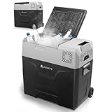 Juskys Kompressor Kühlbox 50 Liter 12/24/230 V für Auto, LKW, Reisemobil, Camping - Mini Kühlschrank kalt & warm - Kompressorkühlbox Steckdose - Grau