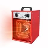 Kidsgigglz Heizlüfter Elektroheizer mit 3 Thermostat, Elektroheizung Heizgerät 5KW, Industrieheizer Überhitzungsschutz, Bauheizer Heizgebläse für Baustelle, Werkstatt, Gartenhäuschen, Camping, Garage