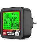 YOJOCK Steckdosentester mit RCD-Prüfung und LCD-Voltage-Display, 6 Arten von Fehlerdiagnose, Steckdosenprüfgerät mit Spannungs- und Frequenzanzeige, FI Tester 30-260V/45-65Hz (EU Plug)