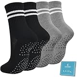 Caldodo Stoppersocken Damen 4Paar Yoga Socken 39-42, Geschenke für Frauen Antirutschsocken Erwachsene Rutschsocken mit Noppen Pilates Socken Haussocken