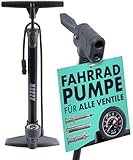 AARON AIR Fahrrad Standpumpe mit Manometer für alle Ventile, Hochdruck Fahrradpumpe Rennrad, Luftpumpe, Pumpe mit Ball Aufsatz, schwarz