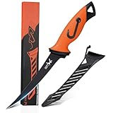 Golden Bird Filetiermesser Fisch 16,5cm Fischmesser 5Cr15mov Filitiermesser scharf Fisch Full Tang Ausbeinmesser profi mit Scheide zum Filetieren und Entbeinen mit rutschfesten Griffen