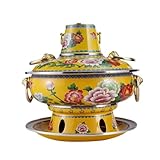 JHMYOB Hot Pot Cloisonne Kupfer Hot Pot Alten Peking Hot Pot Holzkohle Klare Suppe Mandarin Ente Topf Haushalt Altmodischen Kupfer Topf Old Style Hotpot(F,32cm)