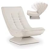 Juskys Relaxsessel Korsika - Ergonomisch & 360° drehbar, klappbar mit 5-lagiger Polsterung - Gemütlicher Cord Sessel für Wohnzimmer - Beige