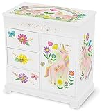 Musikalisches Prinzessin-Schmuckkästchen für Mädchen - Kinder Spieluhr mit Spiegel, Prinzessin Geschenke für kleine Mädchen Geburtstag, Schmuckkästchen für Alter 3-10 - 22,9 x 12,7 x 23,5 cm, Weiß