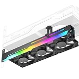 AsiaHorse Grafikkarten Halterung mit 3 * 80mm Lüfter, PWM PC Grafikkarte Gehäuselüfter, Grafikkarten Cooler mit ARGB 5V 3Pin LED, Motherboard-Steuerung, Schwarz