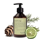 Jean & Len Handseife Bergamot & Cedarwood, reinigt beanspruchte Hände, für die tägliche Anwendung geeignet, Flüssigseife im Pumpspender, erfrischend-zitrischer Duft, vegan, 250 ml