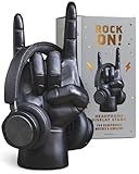 Luckies of London | Rock On Headphone Stand | Headset Stand & Headphone Holder | Headset Holder for Gaming Desk Decor | Desk Accessories for Men | Hand Jewelry Display Or Headphone Hanger | Black