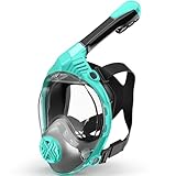 Vollgesichts-Schnorchelmaske, Schnorchelausrüstung für Erwachsene mit neuestem Dry-Top-Atmungssystem, Faltbare 180-Grad-Panorama-Sicht-Schnorchelmaske für Männer und Frauen, Anti-Beschlag-Anti-Leck