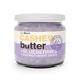 GymBeam Cashewbutter mit Kokosnuss, weißer Schokolade und Blaubeeren - Cremiges Cashewmus, glutenfrei und ohne Palmöl, vielseitig einsetzbar für Porridge, Bowls und Desserts, 340 g