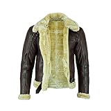 Leatherick B3 Herren Braune Lederjacke Fliegerjacke aus Schaffell aus echtem Leder Pilotenjacke, dunkelbraun (2XL)