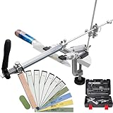 CWOVRS Messerschärfer, RX-009, Messerschärfer mit festem Winkel, 360 ° drehbar, präziser Schieber und Befestigung, verbessertes Set zum Schärfen von Küchenmessern, 10 Stein + 1 Leder + 1 Paste