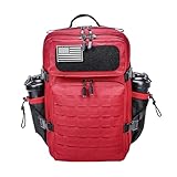 LHI Militärischer taktischer Rucksack für Damen und Herren, 45 l, großer Rucksack, Armee-Rucksack, 3-Tage-Assault Pack, Molle-Tasche, Rucksäcke – Rot und Schwarz, rot / schwarz