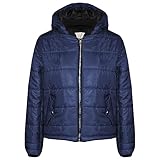 A2Z 4 Kids Shinny Kinder Mädchen Jacke, Oberteil mit Kapuze, gepolstert, warm, dick, Blasen, Winterkleidung, Alter 5 – 13 Jahre, marineblau, 9-10 Jahre