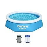 Bestway Fast Set Aufstellpool-Set mit Filterpumpe Ø 244 x 61 cm, blau, rund