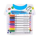 Stoffmarker, 8 Farben, Textilstift, kein Verlaufen, lebendig, waschbar, T-Shirt zum Dekorieren von T-Shirts, Lätzchen, Textilien, Textilmarker, Permanent