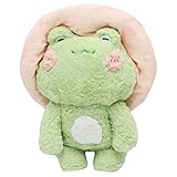 IUTOYYE Pilz Frosch Plüsch Spielzeug Netter Frosch Gefüllter Plüsch Weicher Frosch mit Hut Tier Plüsch Puppen Beruhigende Dekoration Kissen Geschenk für Mädchen Kinder (Rosa und Hellgrün, 25cm)