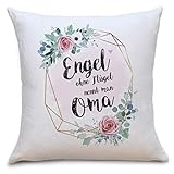 OWLBOOK® Geschenk für Oma Geburtstag Ostern | Engel ohne Flügel nennt Man Oma Kissen | Danke Sagen Geschenke | Flauschige Kissenhülle Polster