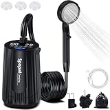 Spopal Campingdusche, [Aktualisierte Version - 10000mAh] Mobile Dusche mit Pumpe,Campingdusche Tragbare Outdoor Set mit Duschkopf und Schlauch für Camping Garten Autowaschen Strand Reisen Haustier