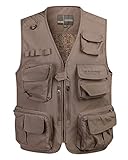 KTWOLEN Herren Weste Fleeceweste Winter Warme Ärmellose Jacke Freizeitweste Multifunktionsweste Outdoor Anglerweste Fotografie Camping Herrenweste mit Vielen Taschen, Khaki, XL