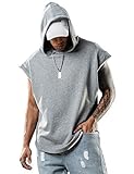 Herren Kapuzenpullover Sweatshirt Ärmellos Kapuzenpulli Kapuze Hoodie Sport Style Casual Fitness Training Basic Grau XL