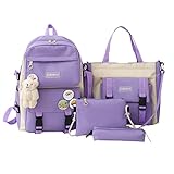 Ziurmut Schulrucksack Kawaii Schulrucksack Mädchen 31cm Schulrucksack Kinder Schulrucksack mit Handtasche, Federmäppchen, Umhängetasche, Büchertasche für Mädchen und Jungen